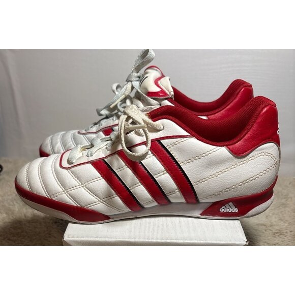 Adidas Womens Size 5 Indoor Soccer Shoes Red & White Leather #753001 - Picture 9 of 13